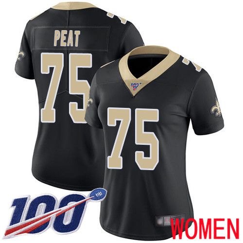 New Orleans Saints Limited Black Women Andrus Peat Home Jersey NFL Football #75 100th Season Vapor Untouchable Jersey